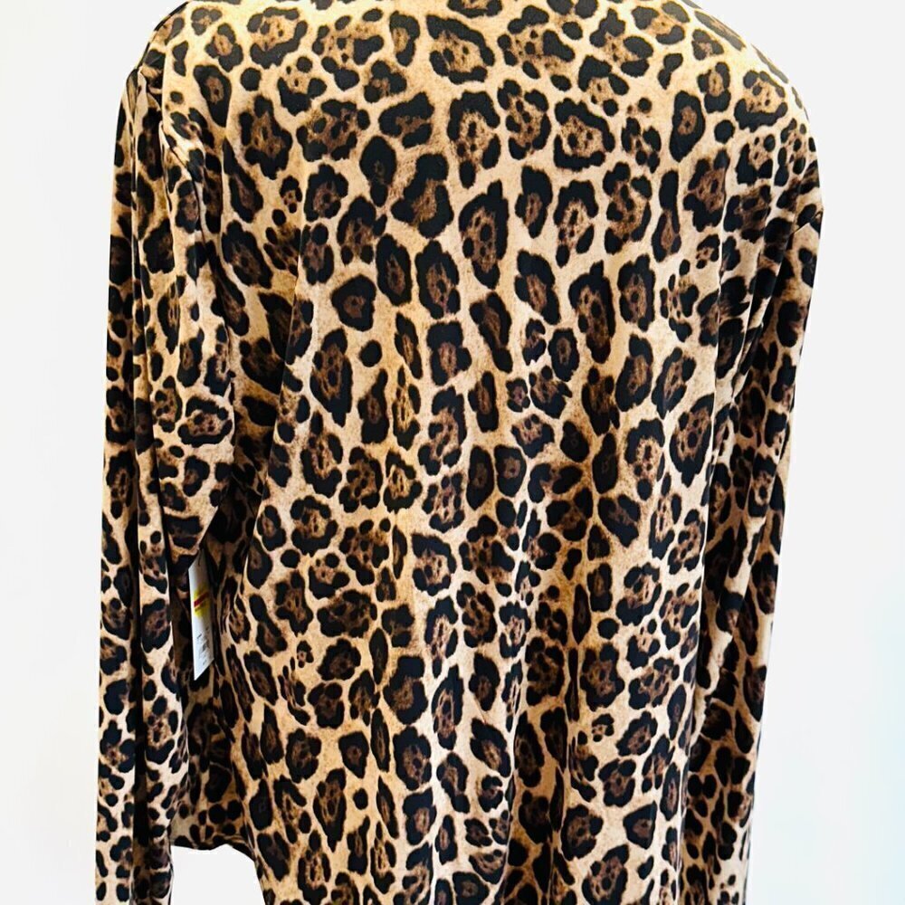 NWT INTEMPO Women Long Sleeve Leopard Print Thong Bodysuit Top Shirt Plus Sz 3X - Picture 7 of 13